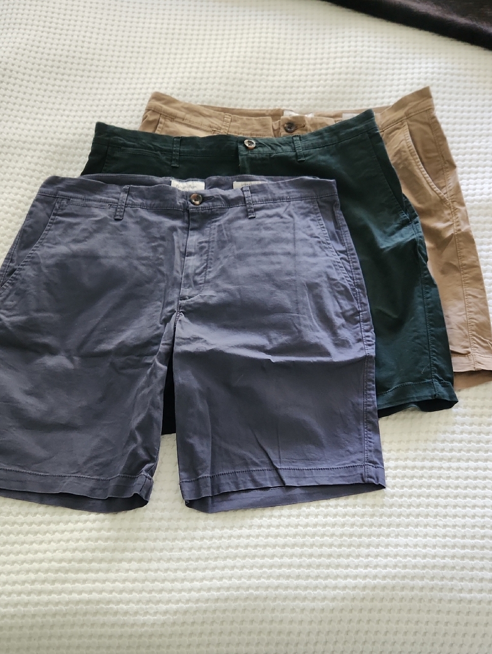 Men's Casual Shorts Trio - Blue, Green, Khaki